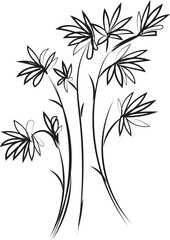 Naklejka premium Hand drawn sketch of a delicate bamboo plant with thin stalks and pointed leaves