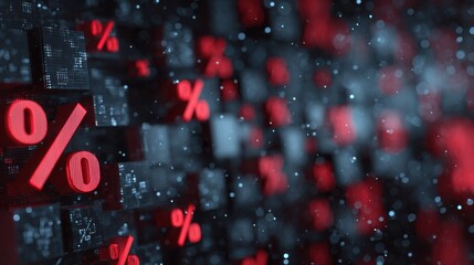 floating red percentage symbols background