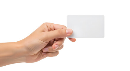 Obraz premium Hand Holding Plain White Business Card for Branding Mockup Corporate Identity Design or Professional Presentation Template, png