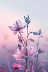 Dreamy pink flowers blooming with ethereal beauty in soft light