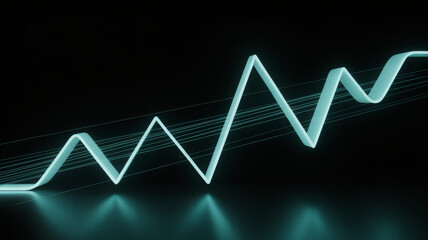Dynamic cyan line graph showing upward trend, ideal for conveying growth, progress, and market success in modern business presentations and financial reports