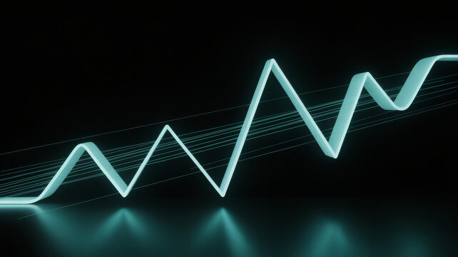 Dynamic cyan line graph showing upward trend, ideal for conveying growth, progress, and market success in modern business presentations and financial reports