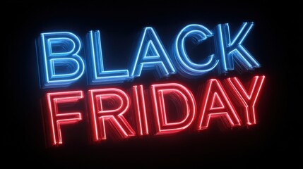 Obraz premium Black Friday neon sign glowing