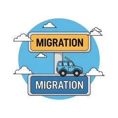 Migration Crossroads - A Conceptual Illustration of Movement and Direction.