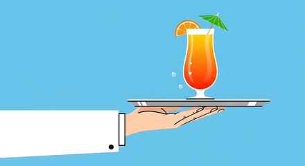 Tropical Cocktail Service - Refreshment on a Tray.