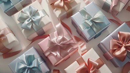 Elegant pastel gift boxes with satin ribbons for special occasions
