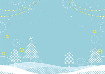 Seamless Snow-Covered Forest Landscape With Text Space, Vector Illustration. Horizontally Repeatable.