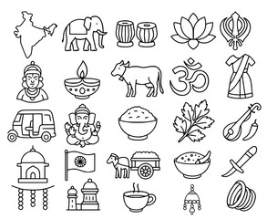 Vector outline, icon pack, icon sheet, indian theme