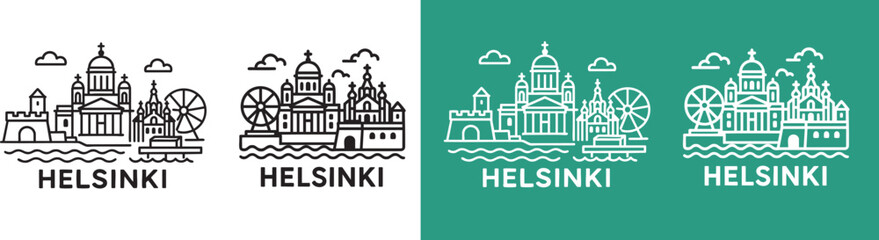 Helsinki city Line Art Icon vector illustration