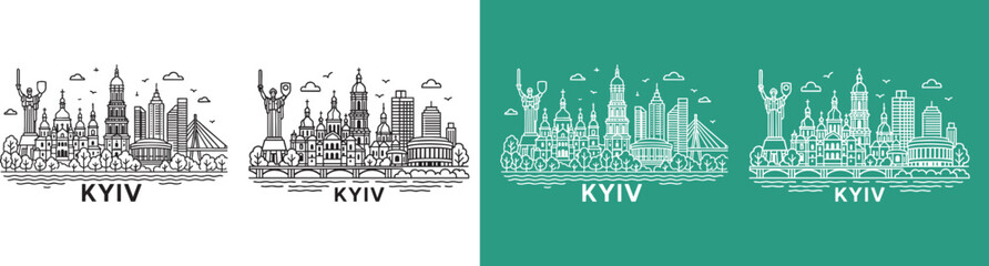 Kyiv city Skyline Elegance icon vector illustration 