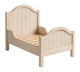 Cottage-style bed with a whitewashed finish for a cozy, rustic child's room.