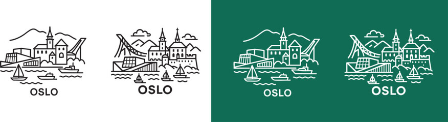 Set of oslo city line art or icon 