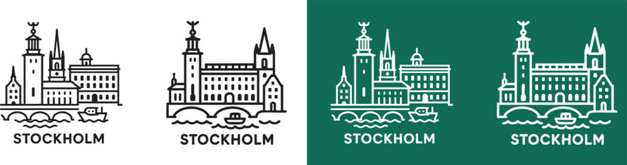 set of Stockholm city Skyline Icon vector illustration