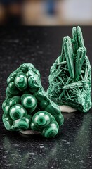 Malachite Specimens - A Study in Mineral Formations and Green Hues.