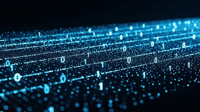 Abstract Blue Binary Data Flow Background 3D Animation