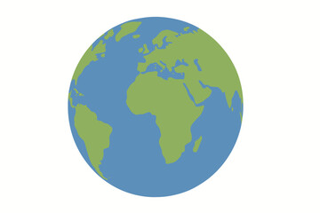 Fototapeta premium Simplistic globe illustration showing continents and oceans on a flat background