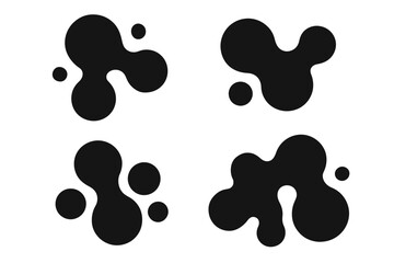 Abstract black organic shapes on white background