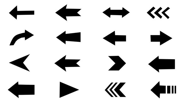 Set arrow icons. Collection arrows sign. Black arrow icon set. Arrow. Arrow vector icon. Simple arrow set. Vector illustration. Handmade arrows