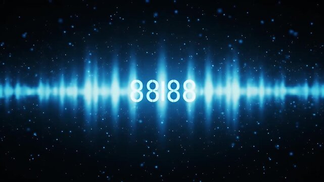 Abstract Blue Digital Soundwave Background With Particles