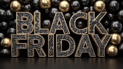 crystal black friday sign with spheres