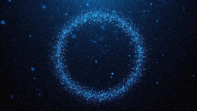 Abstract Blue Glowing Particle Ring Background Animation Looping