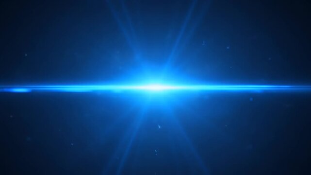 Abstract Blue Lens Flare Background With Light Rays And Particles