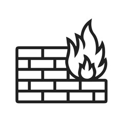 Simple icon of a firewall with flames, symbolizing security and protection
