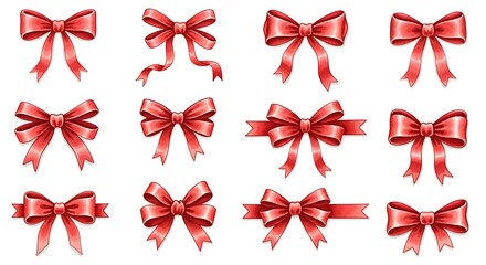Collection of Elegant Red Bows for Festive Decorations.