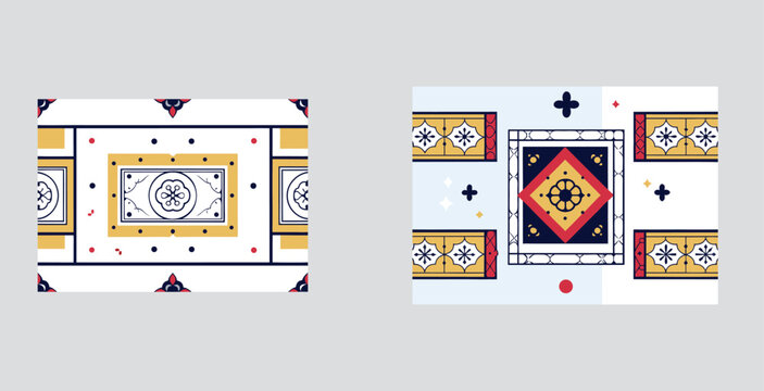 3d style minimal khmer temple tiles pattern vector art design