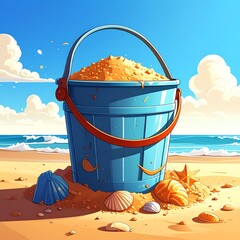 Beach bucket full of sand
