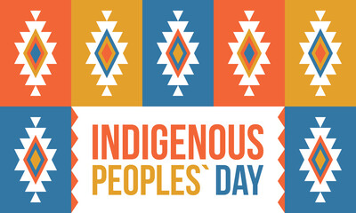 Indigenous Peoples' Day. Native American Day. American Indian culture. Heritage Month. Celebrate annual in United States. Tradition pattern. Poster, card, banner and background. Vector illustration
