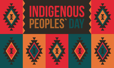 Indigenous Peoples' Day. Native American Day. American Indian culture. Heritage Month. Celebrate annual in United States. Tradition pattern. Poster, card, banner and background. Vector illustration