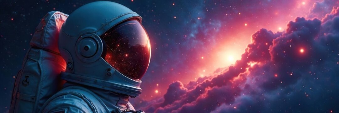Cosmonaut Helmet Reflecting Nebula A Breathtaking Journey Through Space