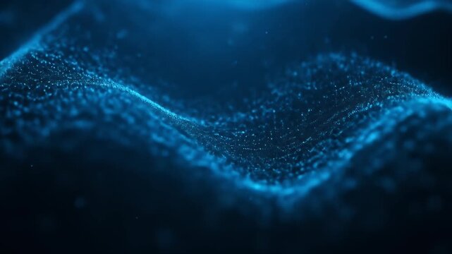Abstract Blue Particle Wave Background Animation With Glowing Lights