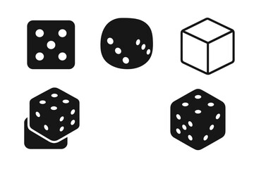 Black and white dice set representing luck, casino games, chance, and probability