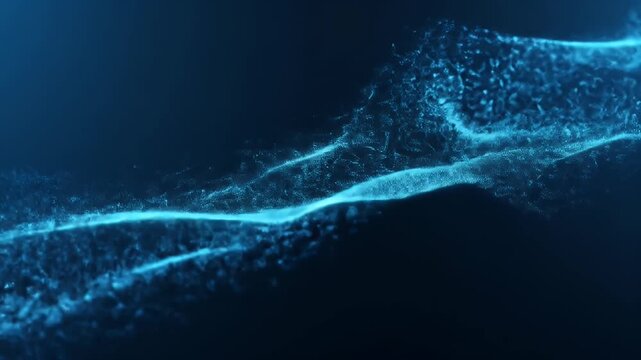 Abstract Blue Particle Wave Motion Background Loop 3D Animation