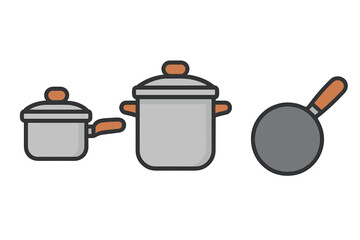 Essential kitchen cookware collection featuring saucepan, cooking pot, and frying pan