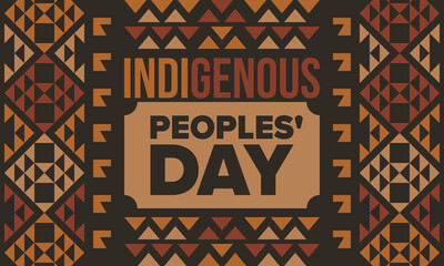 Indigenous Peoples' Day. Native American Day. American Indian culture. Heritage Month. Celebrate annual in United States. Tradition pattern. Poster, card, banner and background. Vector illustration