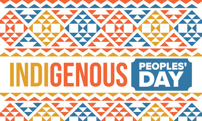 Indigenous Peoples' Day. Native American Day. American Indian culture. Heritage Month. Celebrate annual in United States. Tradition pattern. Poster, card, banner and background. Vector illustration