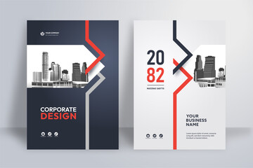 Business Report Cover Template – Red Geometric Layout (A4)