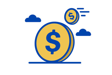 Gold dollar coins symbolizing fast digital currency transfer and financial transactions