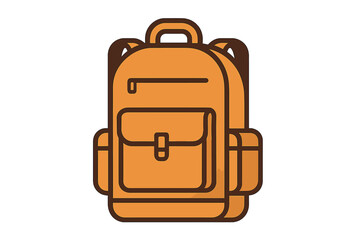 Orange hiking backpack or school bag with pockets and adjustable straps