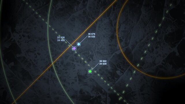 Radar tracking surveillance system scans moving ground objects Animation