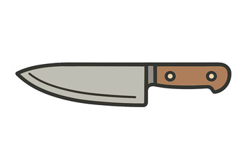 Professional stainless steel chef knife with brown wooden handle for cooking and food preparation