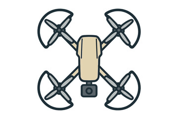 Modern quadcopter drone with four propellers and protective guards for aerial photography