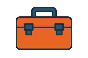 Simple orange and dark blue equipment box for repair maintenance and construction services