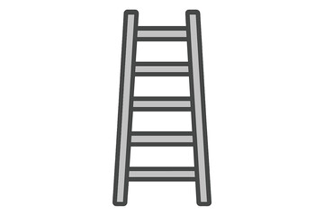 Simple step ladder icon with gray rungs and dark outline