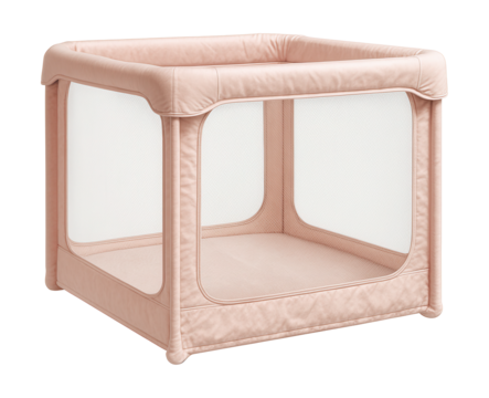 A portable fabric playpen with simple pop-up assembly for easy setup at home.