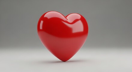 Red Heart Symbol of Love and Romance on Gray Background.