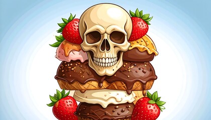 Skull atop a stack of ice cream treats